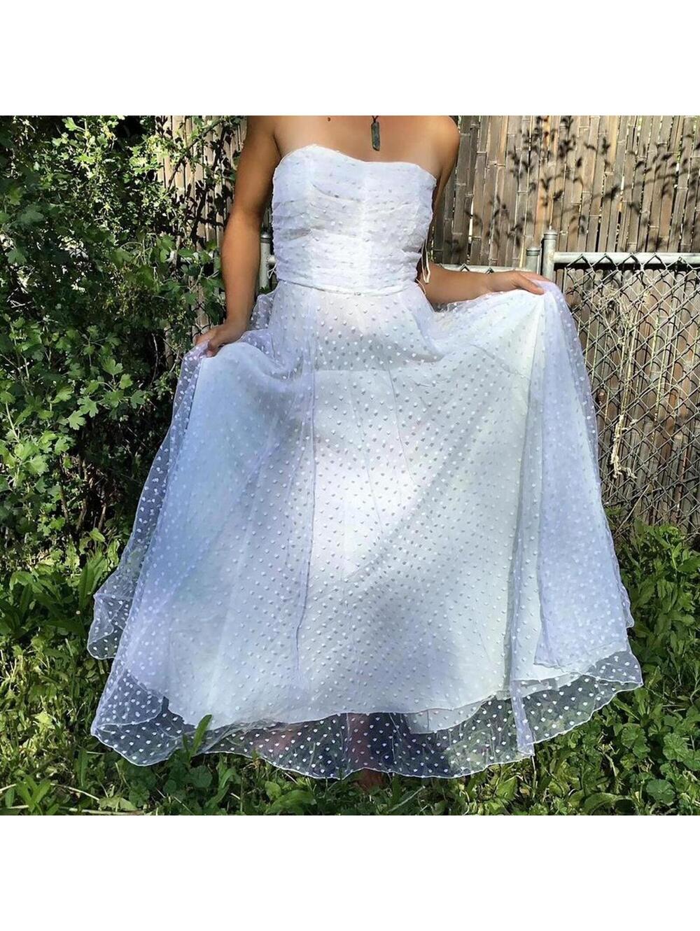 True Vintage Roberta California Swiss Dot Strapless Bridal Midi Dress